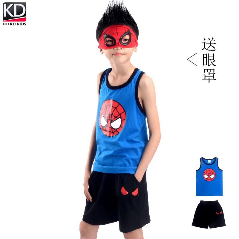 2020 New Summer Outfit Kids Superman Spider-Man Vest Set Altman Quần áo trẻ em mùa hè không tay Tide.