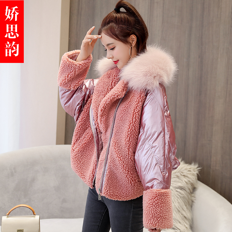 phụ nữ bông của phiên bản Hàn Quốc của tóc cừu dày ngắn khâu áo khoác mùa đông 2019 sáng có khuôn mặt mới sinh bông quần áo triều