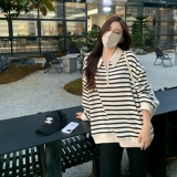 Ретро осенний свитшот для отдыха, в американском стиле, воротник поло, большой размер