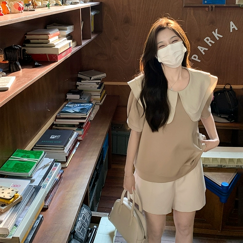 马西西 Кукла для отдыха, дизайнерская футболка с коротким рукавом, кукольный воротник, свободный крой, тренд сезона