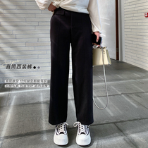 Massey Micro Fat Big Code Black Western Dress Pants Woman Straight Barrel Loose Feeling High Waist Wide Leggings Pants Fat Mm Display Slim Fit Pants