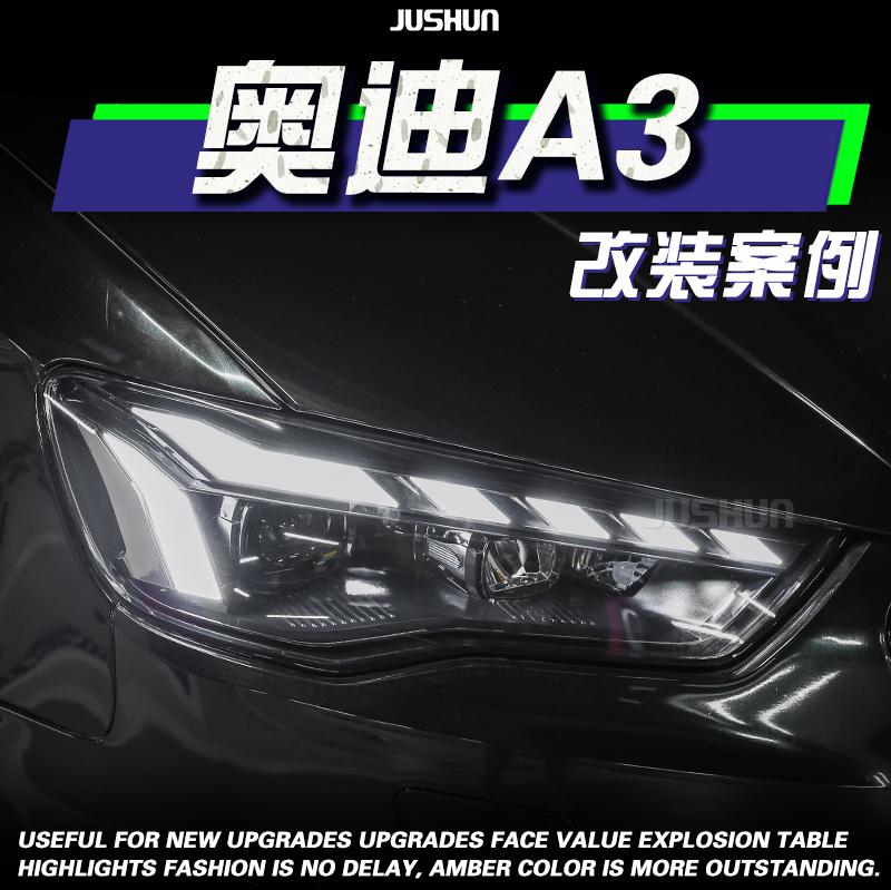 Suitable for Audi A3 Modified 13-20 Models Full Led Headlight Assembly with Flowing Turn Signal Assist, Daytime Running Light, High and Low Beam Lens