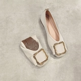 2024 Весенняя плоская единственная квадратная квадратная носка для одиночной обувь для женского неглубокого рта.