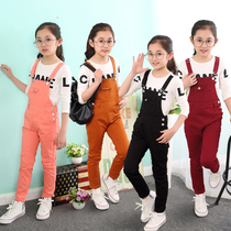 Childrens pants 2021 new girls with pants in the big children spring and autumn trousers Joker childrens clothing casual jumpsuit