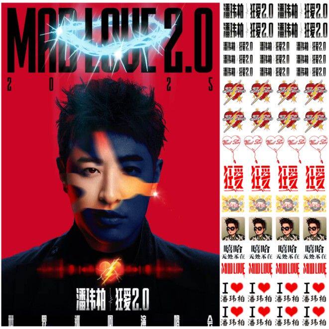 ウィル・パンの「クレイジー・ラブ 2.0」コンサートタトゥーステッカー、MADステッカー、フェイスステッカー、アームステッカー、男性と女性のためのファンサポートステッカー