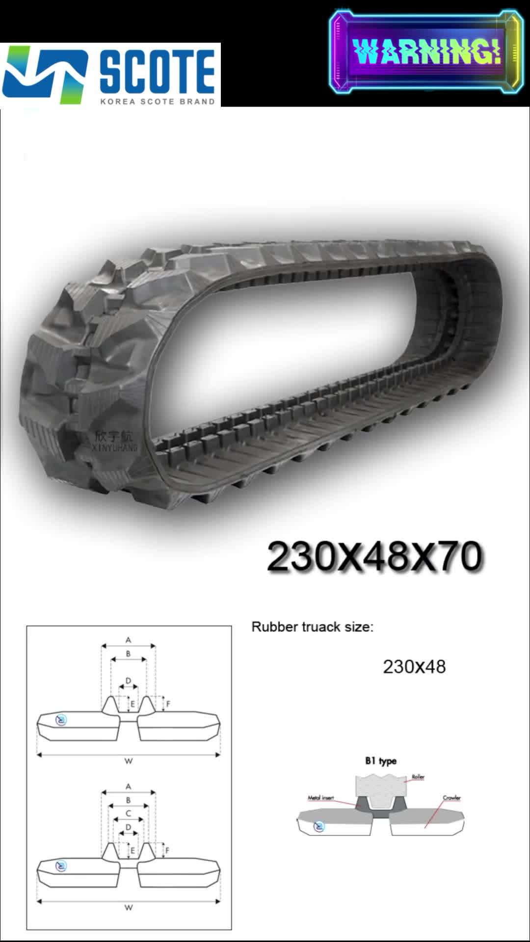 Scote 230x48x70 Undercarriage Rubber Track System Pads For Excavator