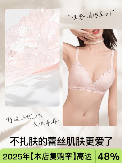 Secretworld Lace Intimates for Women with Small Breasts, French Style Sexy Anti-Sagging Summer Thin Bra Set