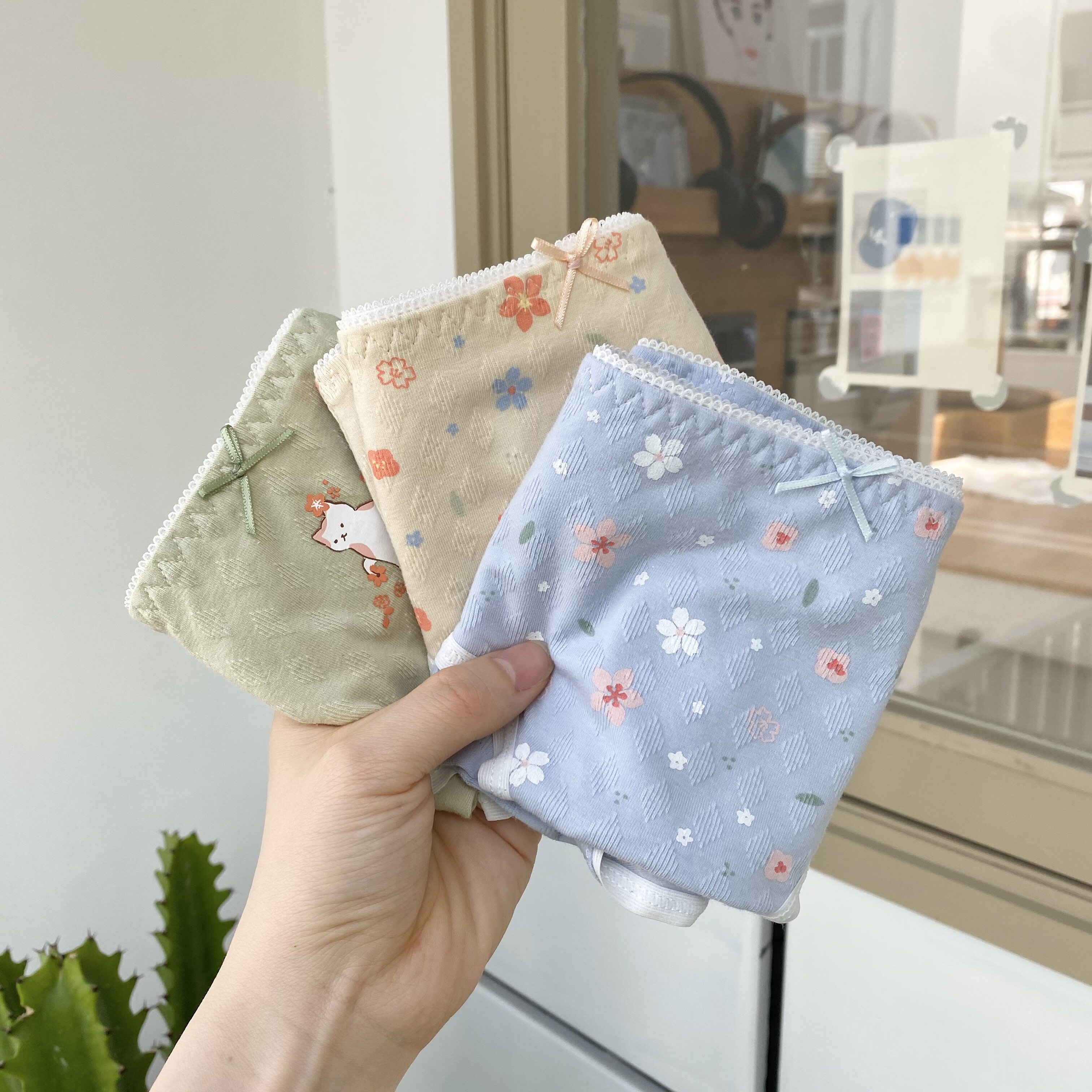 secretworld cherry blossom letter spring day meritocratic day department lovely young girl cotton comfort low waist and women's underwear