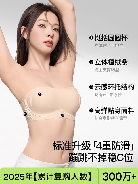 SW strapless underwear women's small chest push-up non-slip tube top thin beautiful back wrap bra