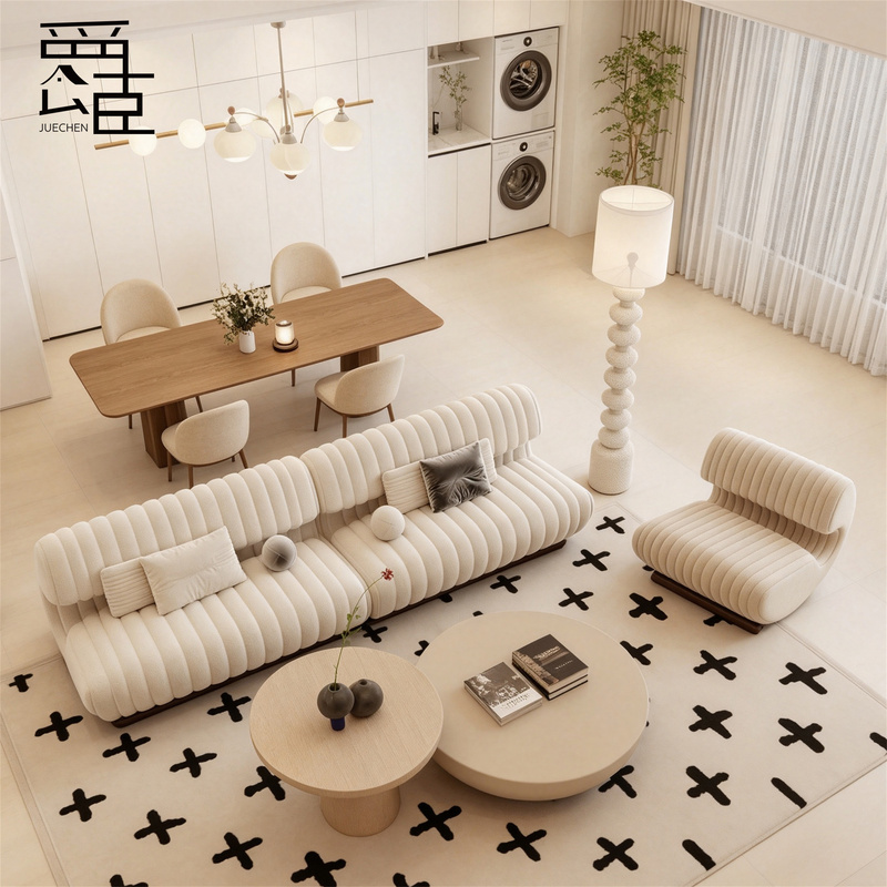 Designer Striped Design Home Hotel Sofa B&B Striped Curved Sofa Living Room Furniture Nordic Style