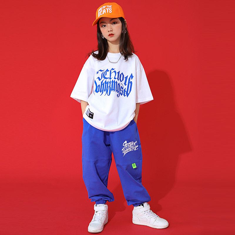 Children Street Dance Tide Clothing Hip Hop Boy Suit Hiphop T-shirt Pants Summer Cool Girl Street Dance Performance Tide Clothing