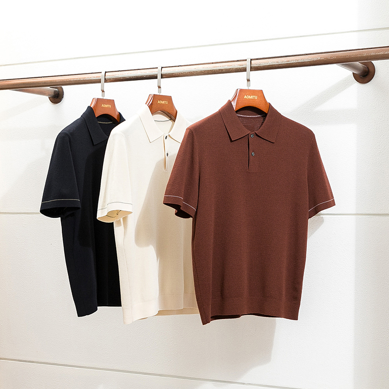 Yangzi Yarn 100% Golden Wool Autumn and Winter Men's Ultra-Fine Merino Wool Sweater Base Knit Polo Shirt for Men