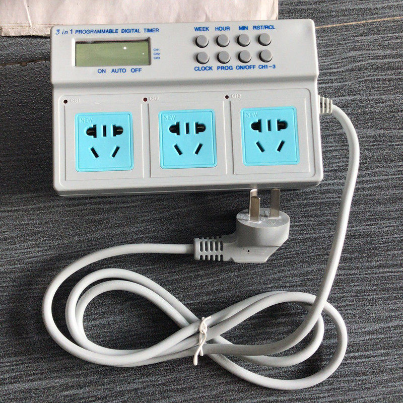 Triple socket intermittent switch timer fish tank timer switch socket aquarium controller intelligent row plug