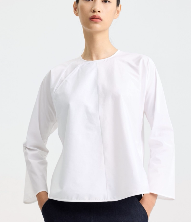 Ms Modern Chinoiserie Original Design Normcore Slanted Cotton White Shirt