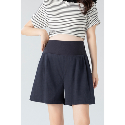 Maternity Shorts, Summer Thin Style, Elastic High Waist, Suitable for Pre and Postpartum, Tencel Cotton, Side Pockets, Wide-Leg, Outerwear, Maternity Pants — 2
