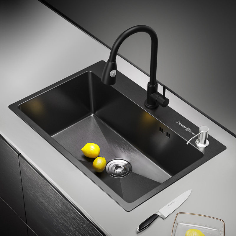 Detbom exports the original black 304 stainless steel nano sink single