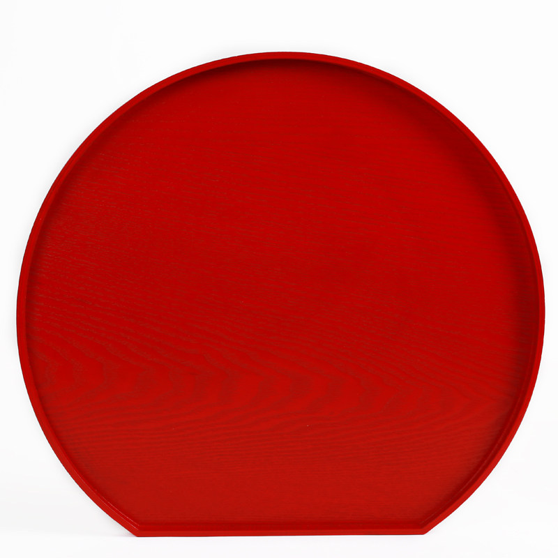 Lacquer Japanese-style tray tea tray wooden dinner plate half-moon plate wooden flat-bottomed wooden tray half-moon plate