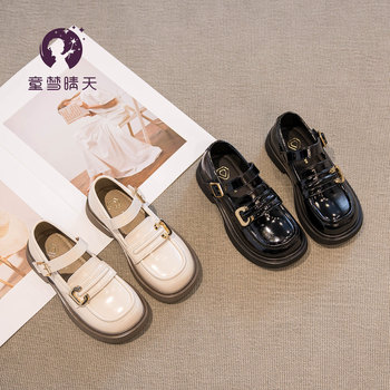 Girls' leather shoes 2022 new autumn and winter styles