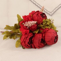 Fleurs de simulation Célébration de mariage Fleur dart 7 têtes Lingo Peony Décoration Route Wedding Flowers Flower Arrangement Making Flower Materials Home Flowers