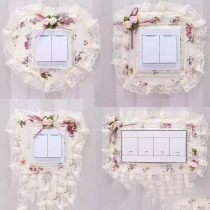 Switch protective cover fabric lace double switch wall sticker creative living room bedroom light socket decoration simple and modern
