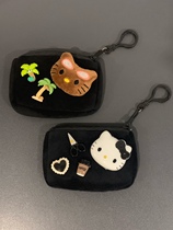 Taobao kitty original card holder coin purse can be used as bag pendant Hawaiian black leather kitty bag