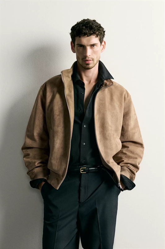 Za2026 Early Autumn New Product Men's Slim Straight Suede Texture Jacket 6318470 711 Za2026 Early Autumn New Product Men's Slim Straight Suede Texture Jacket 6318470 711