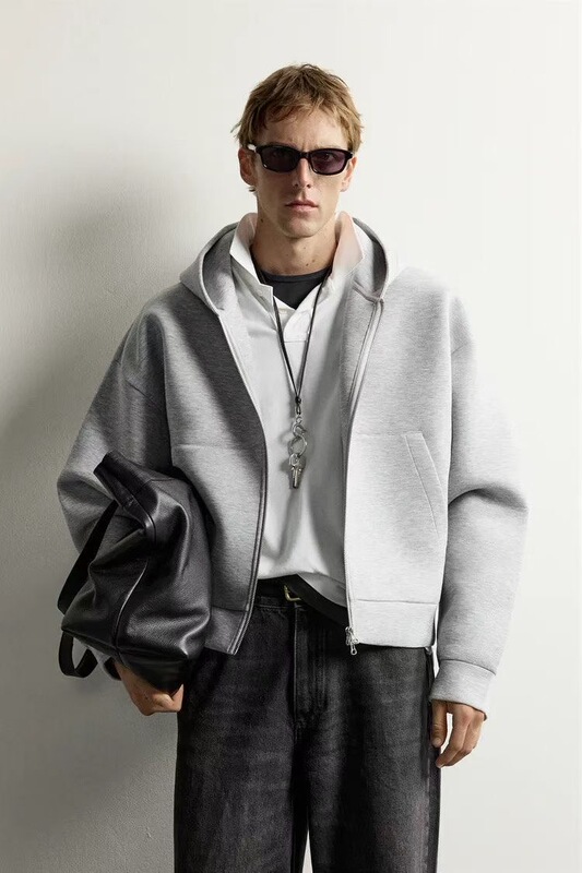 Za2026 Autumn New Arrival Men's Loose Zipper Hooded Casual Simple Sweatshirt 1437330 803 Za2026 Autumn New Arrival Men's Loose Zipper Hooded Casual Simple Sweatshirt 1437330 803