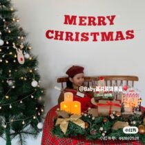 Merry Christmas red letter Christmas flag arrangement new year party gift mall window decoration