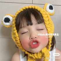 Invincible cute little frog birthday hat Photo photo hat headgear Hairband knitted Korean ins headdress