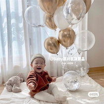 Babys birthday decoration party latex pure color balloon beam bright chromium metal fluttering helium