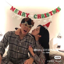 Merry Christmas Christmas snowflake letter background wall pull flag layout festive home party props