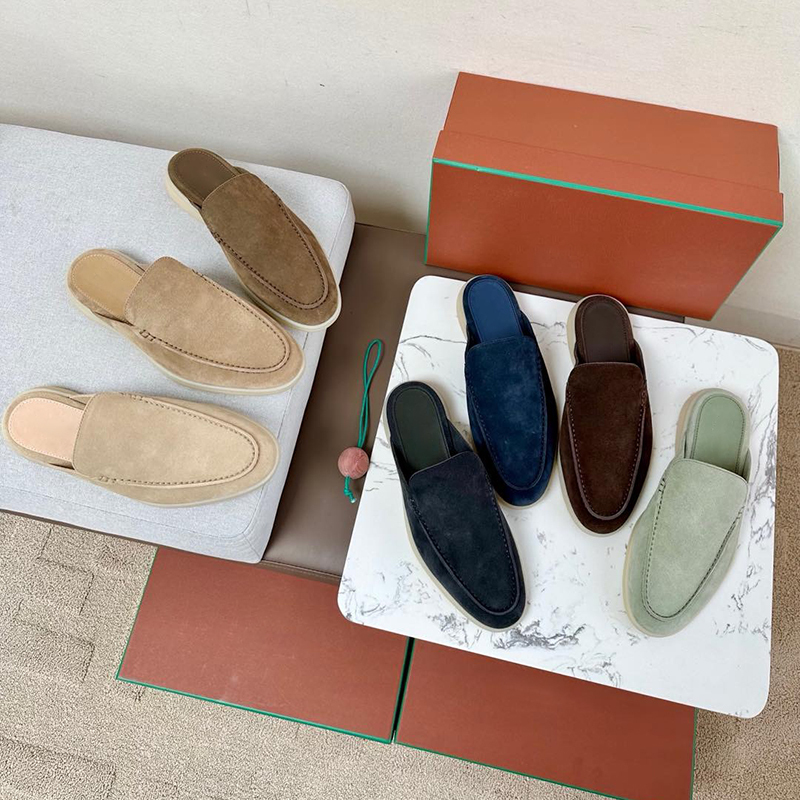 [Channel Top Selection] Baotou Half Slippers for Men, Suede Lazy Mules, Summer Flat Casual Versatile Outdoor Sandals