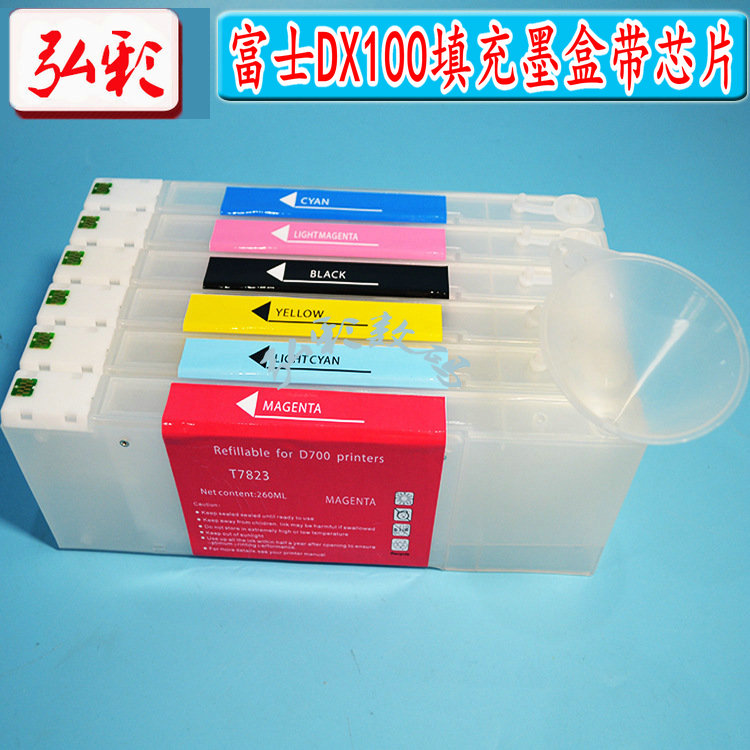 Application of Epson Fuji DX100 filling continuous ink supply system cartridges Dry swab color expansion machine Inform machine 300ML with chip