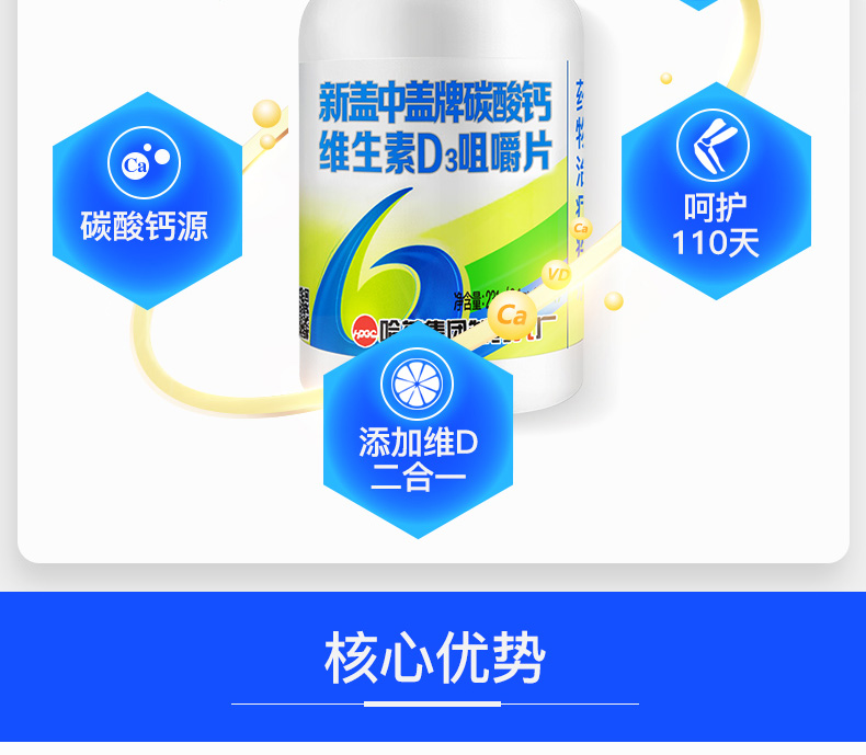 新盖中盖 高钙片 110片 图3