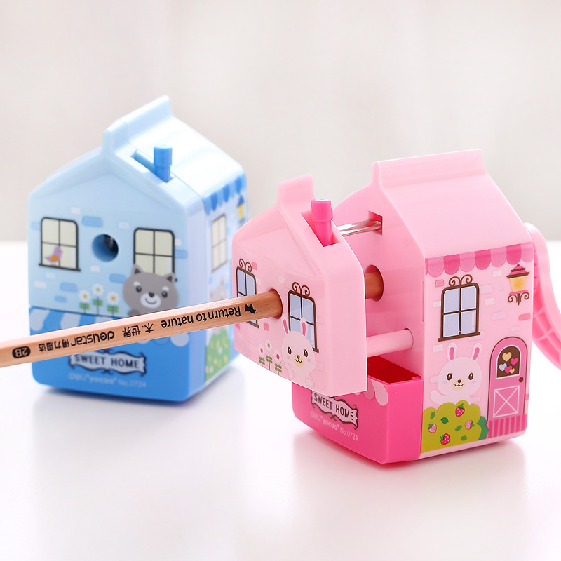 Deli pencil sharpener manual primary school students use pencil planer to peel pen sharpener hand pencil sharpener rotary pencil sharpener children girl small cute pin pen blasting machine kindergarten art