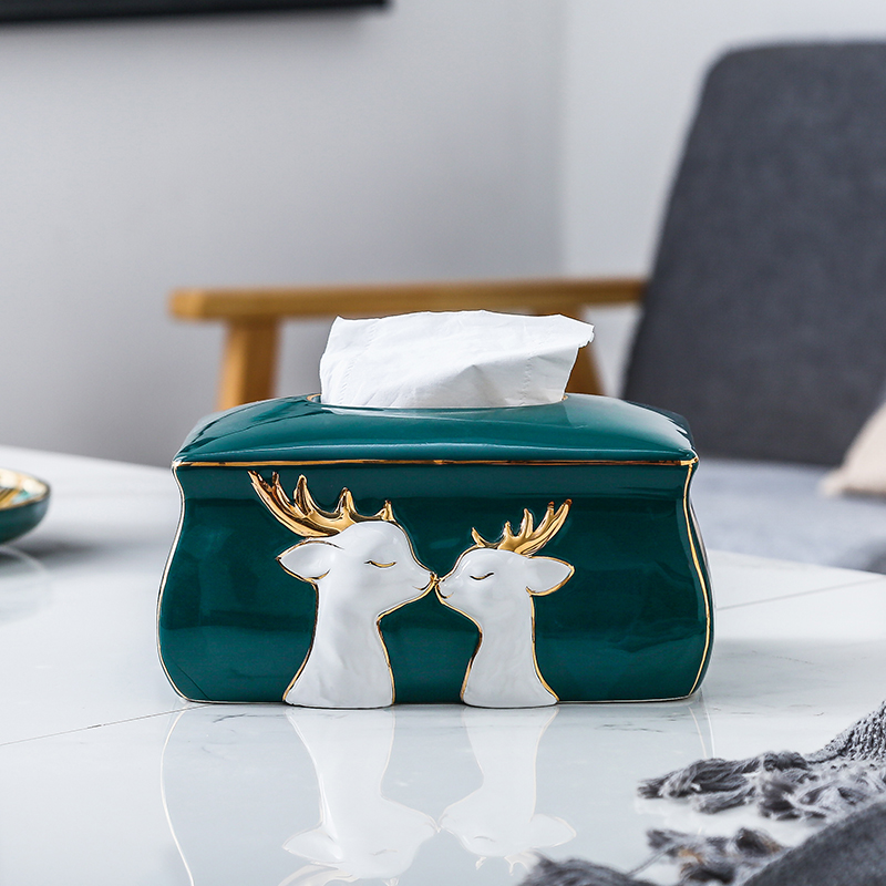 Creative tissue storage box multi-function remote control coffee table toilet paper box ceramic simple removable toilet paper box home dining table