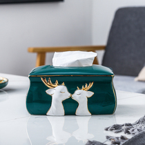 Creative paper towel storage box multi-function remote control coffee table drawing box ceramic simple paper box home dining table