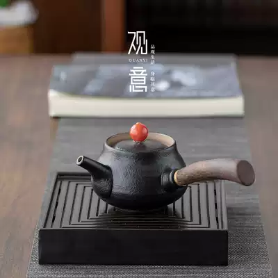 Guanyi Zen style side handle pot Ceramic tea filter pot Japanese office Kung Fu tea with personality small Teapot