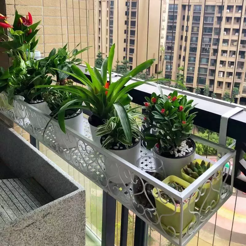 Sắt hai tầng giá đỡ hoa ban công pothos bậu cửa sổ lan can treo móc hoa màu xanh mọng nước hoa chậu cây kệ de chậu hoa ban công