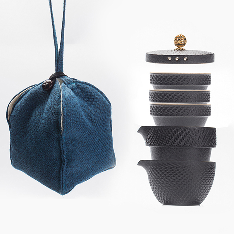 A coarse pottery to crack A pot of three Japanese is suing portable travel to receive kung fu tea set gift custom suits for