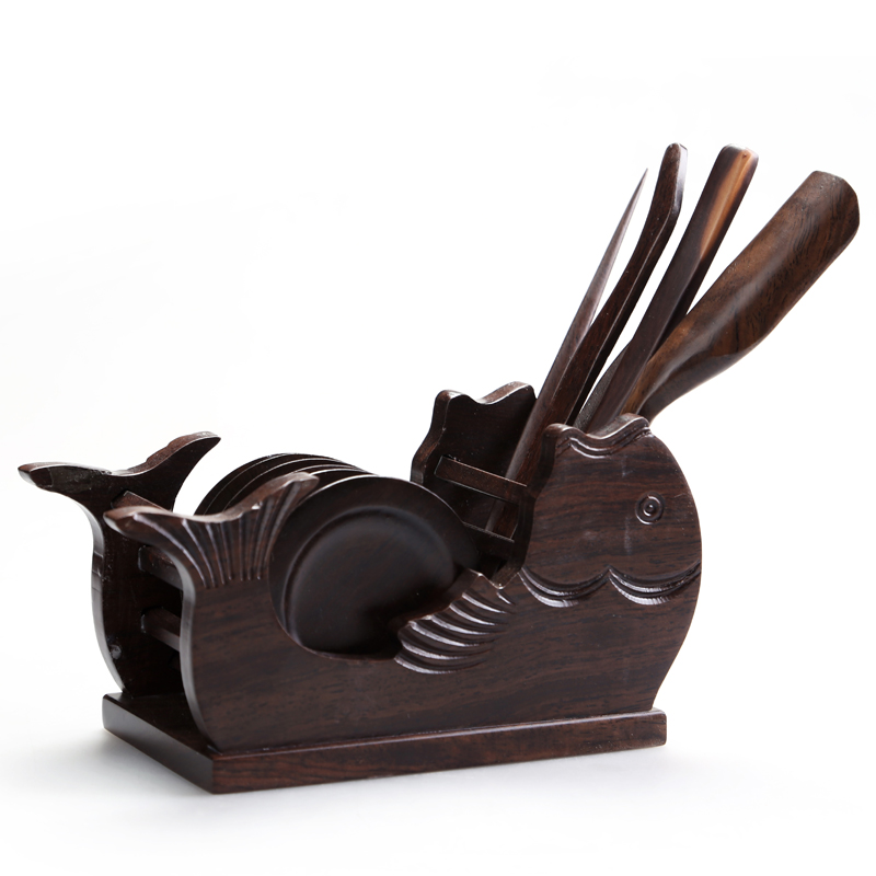 Hin reputation ceramic | ebony wood tea six gentleman 's household contracted kung fu tea set spare parts six combinations
