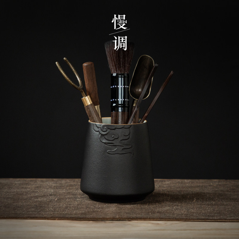 Slow-tuned ebony tea ceremony six gentlemen set tea brewing tool tea clip tea needle tea spoon tea knife kung fu tea set accessories