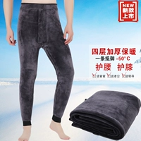 Quần ấm mùa đông nam cộng với nhung dày trung niên cha 40-50-60 tuổi eo cao thả lỏng quần cotton len quan legging