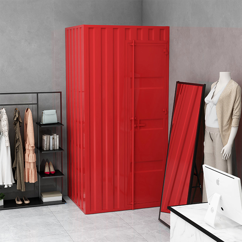 Shopping mall simple iron industry wind container locker room partition outdoor background landing mobile toilet
