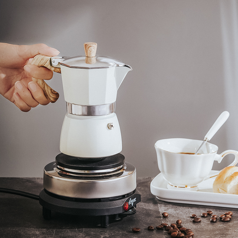 Moka pot Italian black crystal furnace coffee maker pot brewing coffee appliance household induction cooker double single valve
