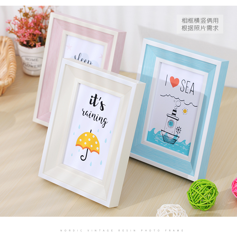 Khung ảnh hiện đại đơn giản sáng tạo thiết lập khung pha bảy inch 5 trẻ em 6 inch 7 inch 10 inch cộng với rửa khung trang trí - Kính kính ngầu