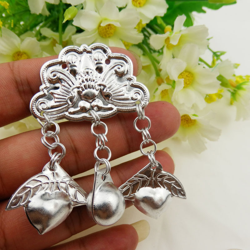 New Products Minority Stage Clothing Accessories Decoration Miao Clothing Accessories Emulation Silver Decorated Butterfly Peach Heart Bell