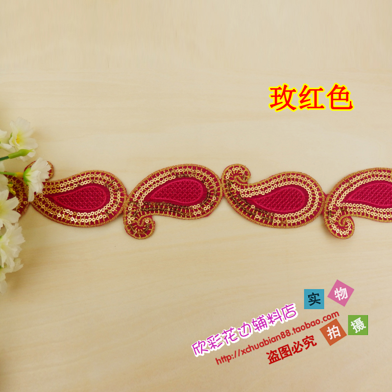 Rose Red & One PriceNew products   perform clothes decorate patch Cloth Decal   Embroidery Sequins Sliver Flower paste Ironing   7072 # Hot stamping
