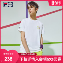 FILA FUSION FILA mens and womens short T-shirts spring and summer new logo printing fluorescent green colorful couple short sleeves