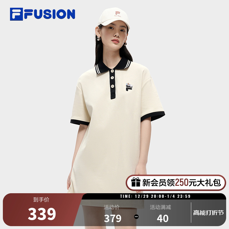 FILA FUSION Fairtide Card Women Dress Dress With Dress Spring Summer Fashion Loose Short Sleeves POLO Collar Dress-Taobao